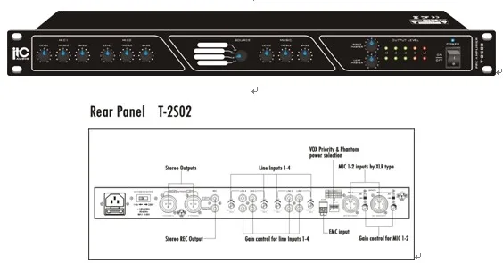 ITC T-2S02 Phono and Microphone Stereo Preamplifier with Alarm Input and REC