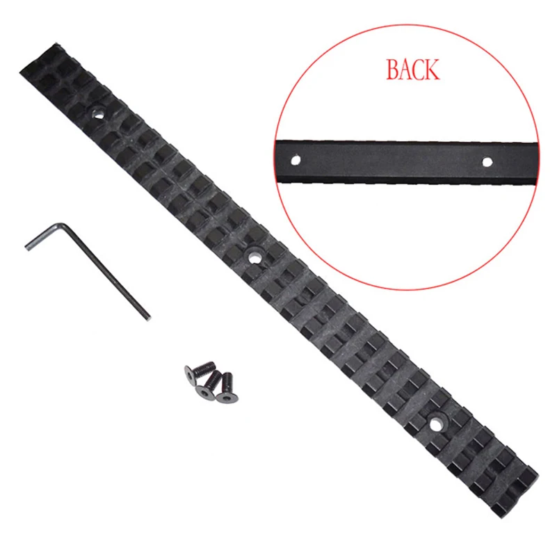 

Long 20mm Mount Picatinny Rail with 25 Slots and 257mm Length of Aluminum Alloy for Hunting Rifles B, Matte black