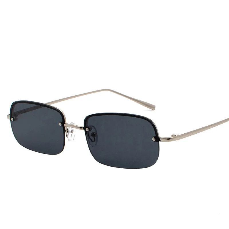 

China factory wholesale brand designer glasses unisex custom half rimless square sun shades fashion candy color small sunglasses