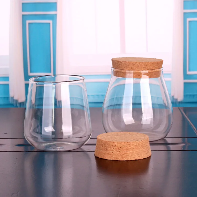 Borosilicate Glass Jar With Cork Lid 320ml/380ml Round Storage Jars