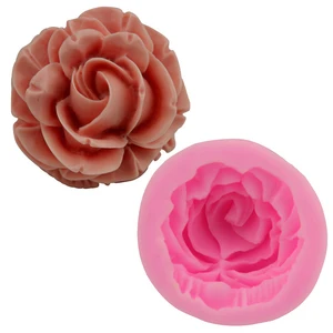 Image of 3d rose flower silicone fondant mold for cake candle soap making