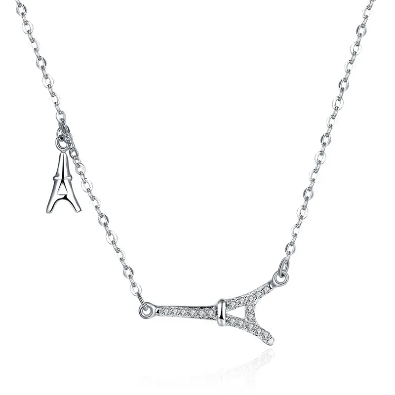 

Fashion Elegant S925 Sterling Silver Eiffel Tower Pendant Necklace for Women Jewelry