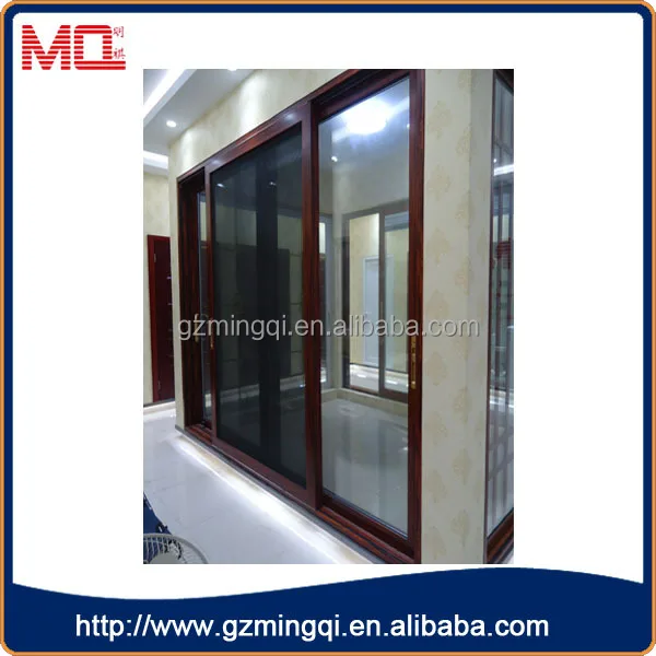 Modern louvered sliding closet doors glass inserts blinds aluminium doors factory