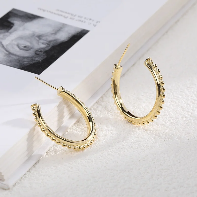 

European Fashion Jewellery 18K Gold Exaggerated Earrings 925 Sterling Silver Hoop Earrings Women E1720