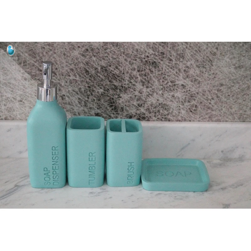 

Factory wholesale durable silvery Eco-Friendly Feature resin bathroom accessories bathroom set, Blue