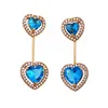 25776 Double heart hanging earrings, beautiful pressed earrings, earring crystal
