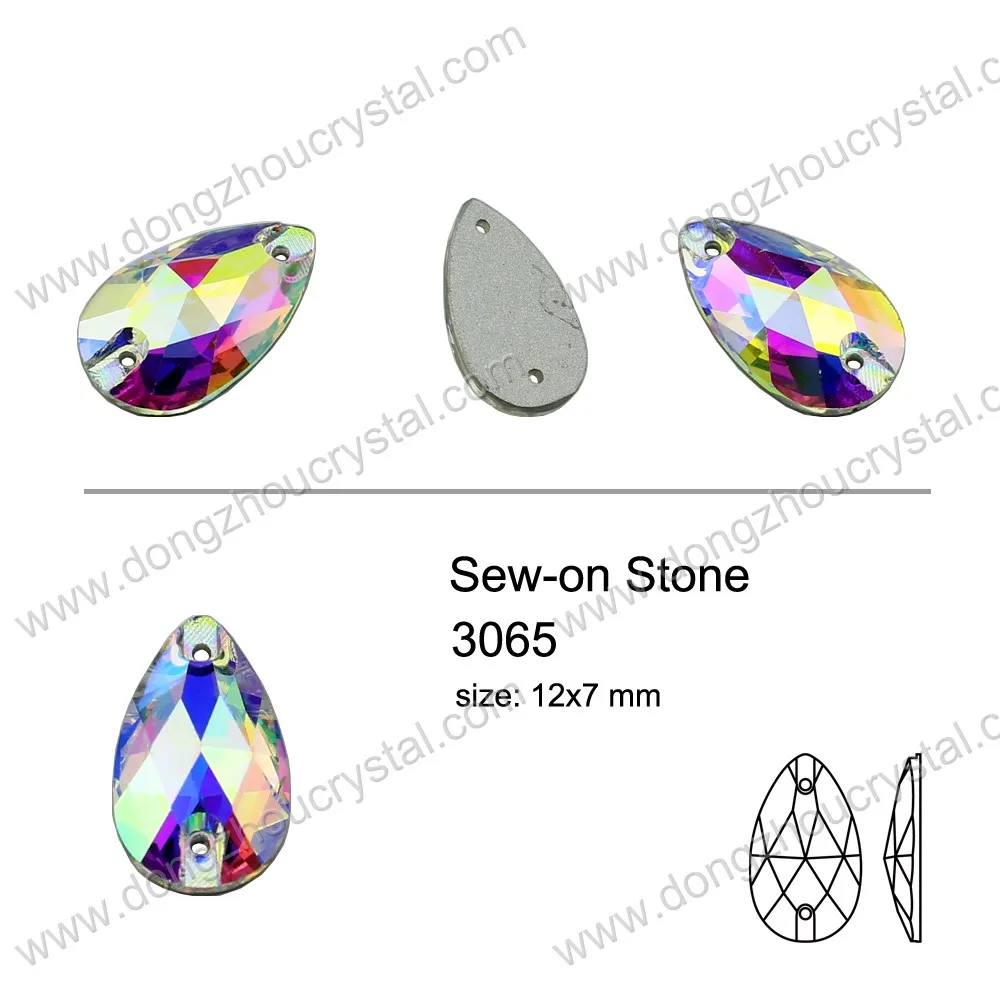 
DZ 3065 drop 7x12mm ab color sew on crystal stones for clothing  (60553279692)