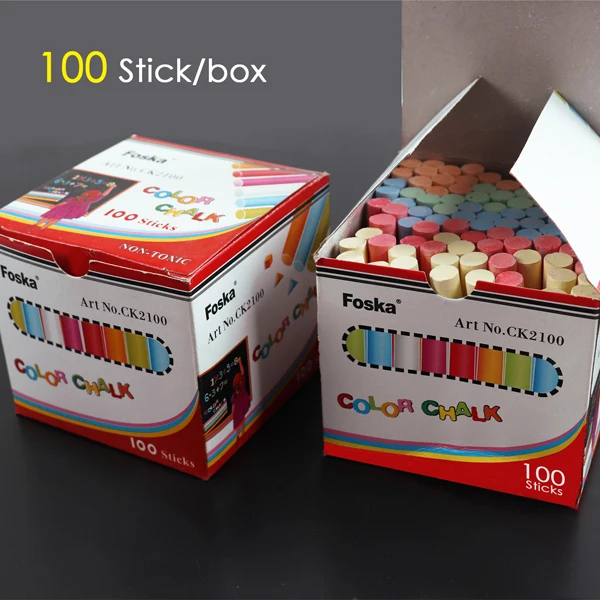 
Foska 100 pcs High Quality Kids School Blackboard Dustless Colorful Chalk 
