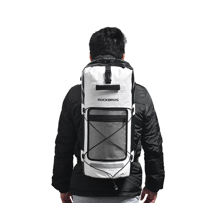

ROCKBROS Big Capacity Bike Bicycle Travelling Bags Foldable Cycling Pannier Outdoor Waterproof Backpack, Black, white