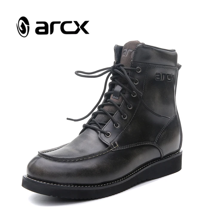 

ARCX Polishing Cow Leather Motorcycle Riding Boots Light Outsole Waterproof Touring Motorbike Shoes Off Road Riding Shoes, Black