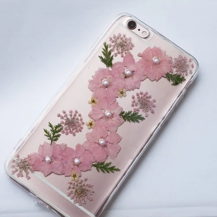 手工干压花 tpu 手机壳为 iphone 7