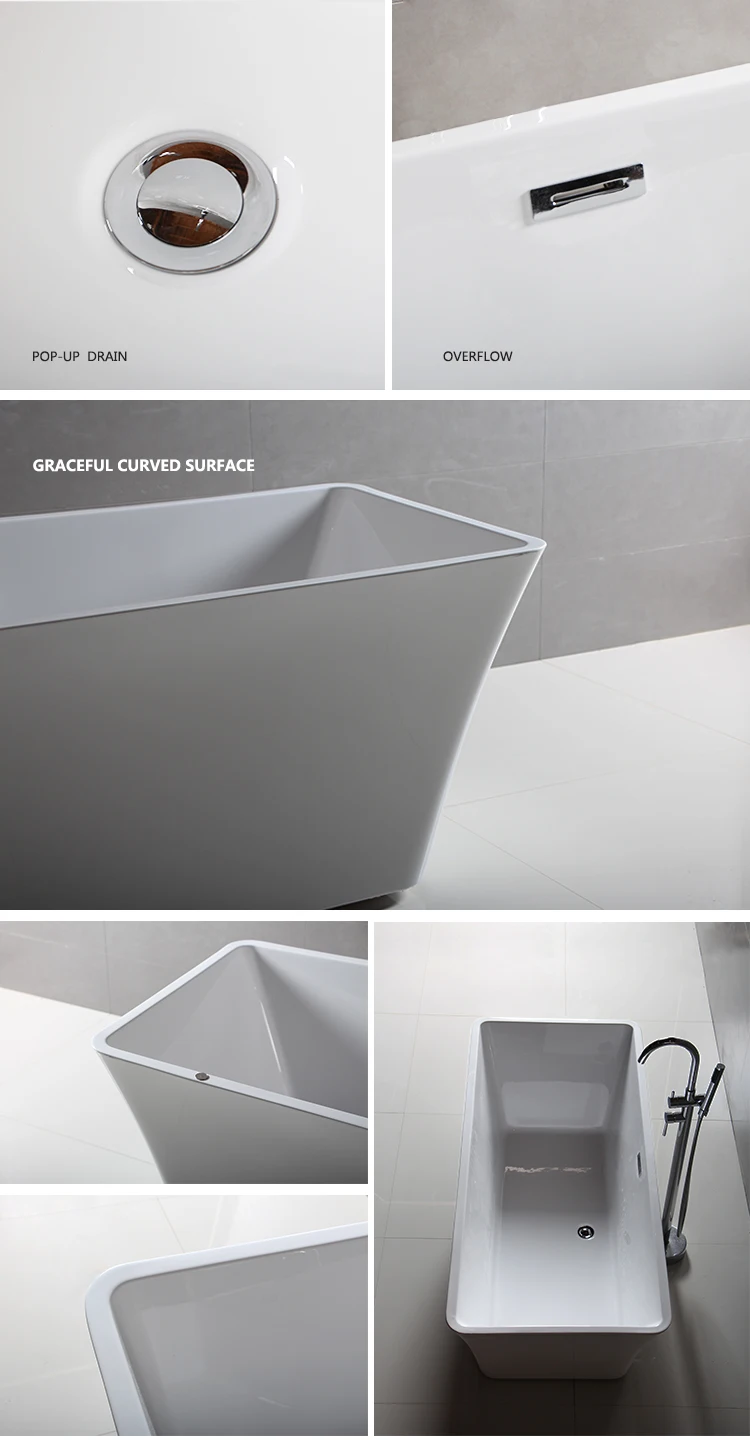 2018 hot sell glossy acrylic cUPC small rim freestanding bathtub