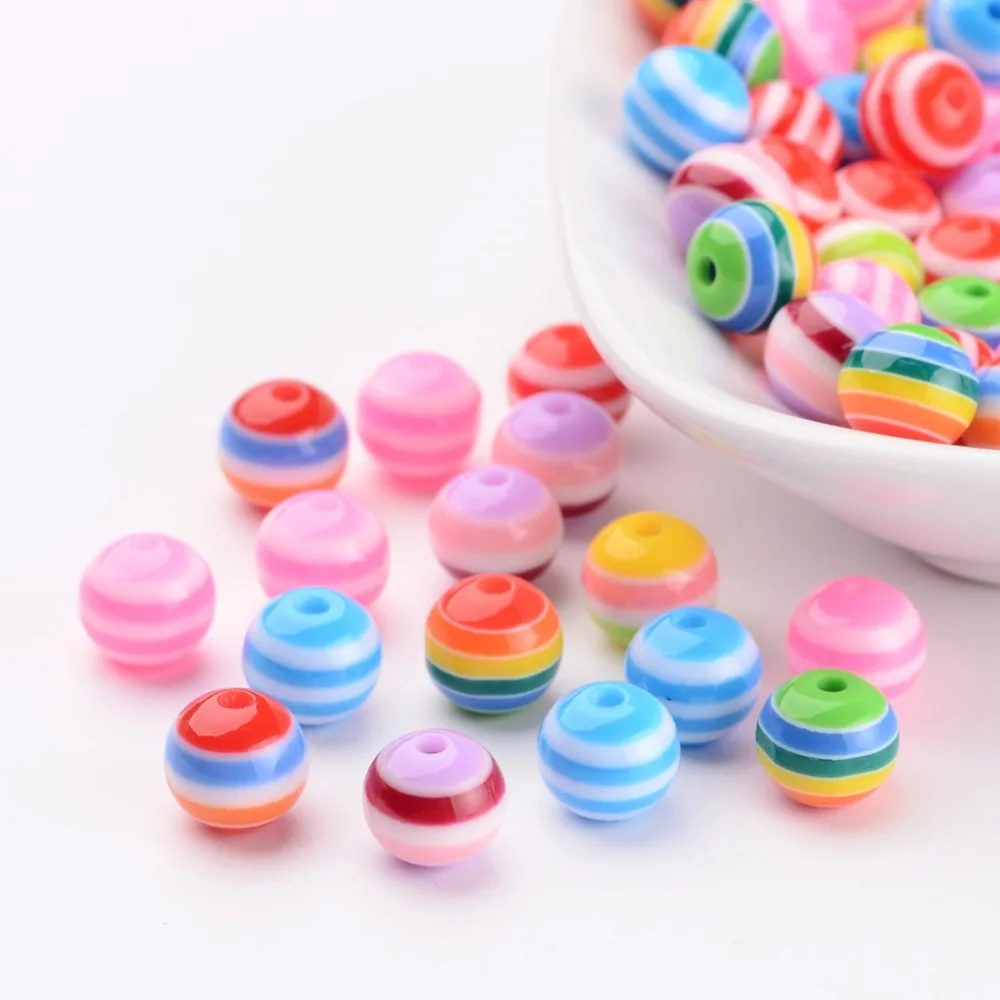 

Multicolor Lined Round Striped Resin Beads Made in China Product