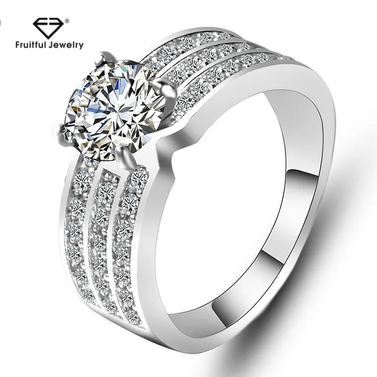 

Most Popular Factory Wholesale Simple Silver Diamond Engagement Ring Designs for Girl