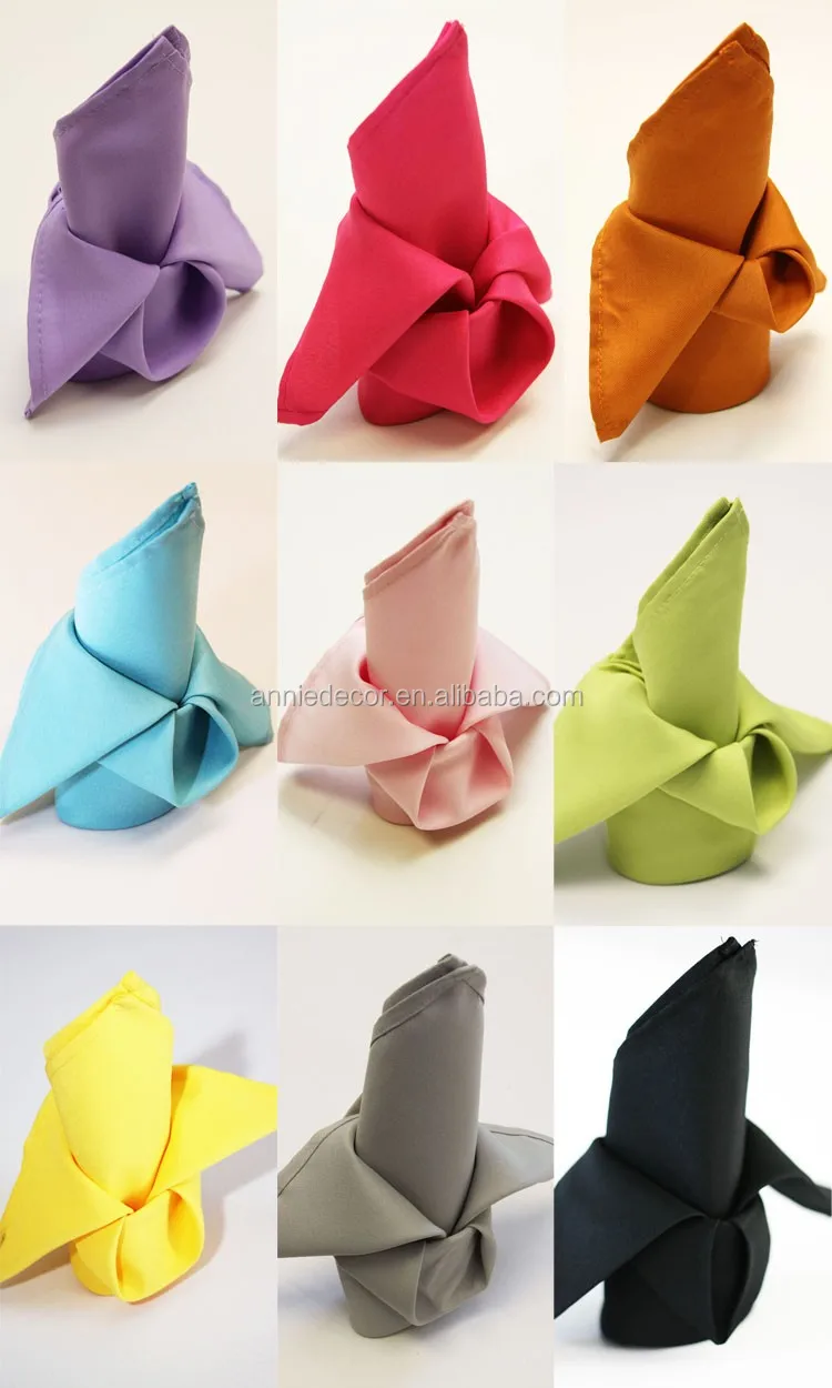 Wholesale 100% polyester colorful Cloth Napkins Washable Polyester Fabric Table Napkin for hotel and restaurant