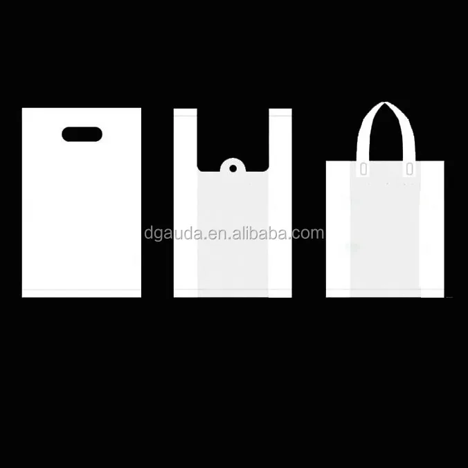 
custom printed logo merchandise punch die cut clear plastic shopper ldpe hdpe handle shopping bag 