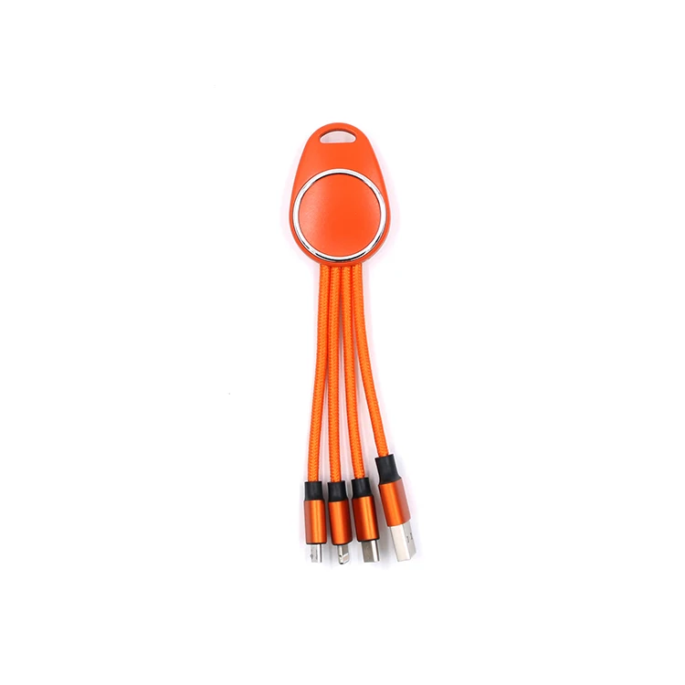 3 In 1 keychain USB Cable For iphone Lighting Cable for IOS for Android for type c quick charge