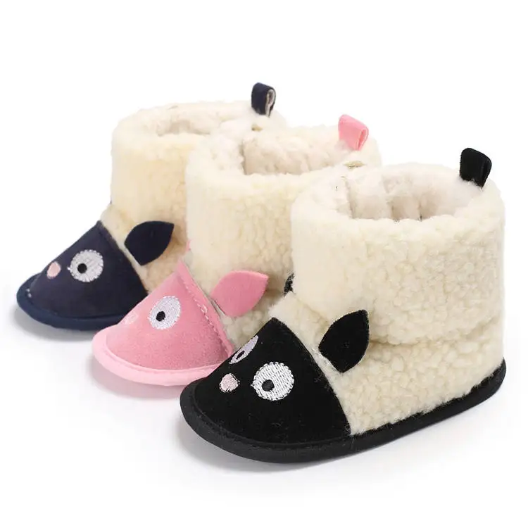 
2019 winter Cute Velvet plush Cartoon animation 0 18 months baby Soft sole infant booties 