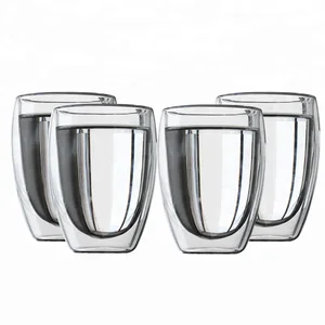 Image of Factory Supplied LFGB Listed 350ML Modern Perfect Clear Double Wall Handlelss Heated Glass Coffee Insulated Mugs for Espresso