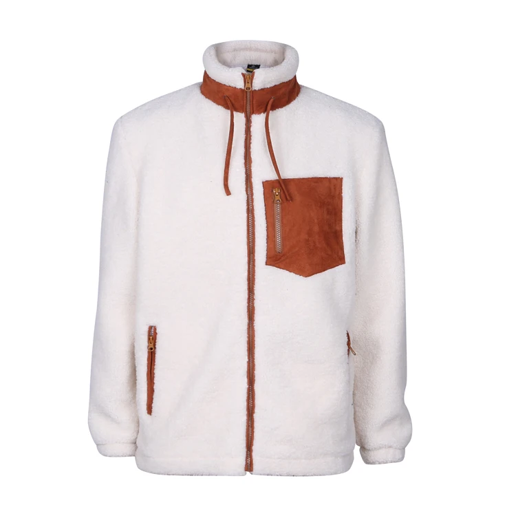 

New design windbreaker custom suede pocket soft polyester mens winter fleece sherpa jacket, Customized color