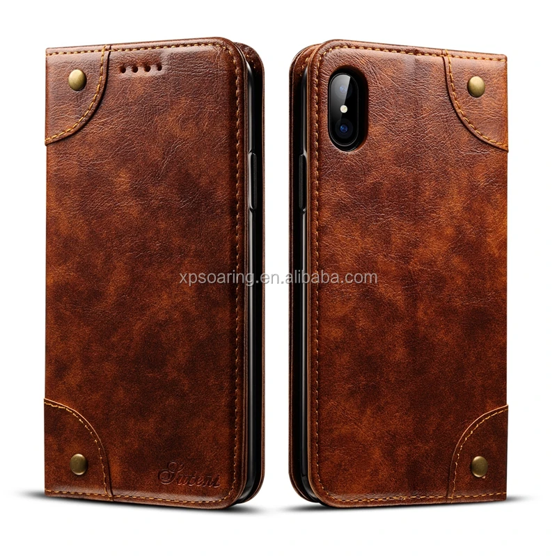 

Fashion wallet case for iPhone X, Restored luxury flip stand case for iPhone XS