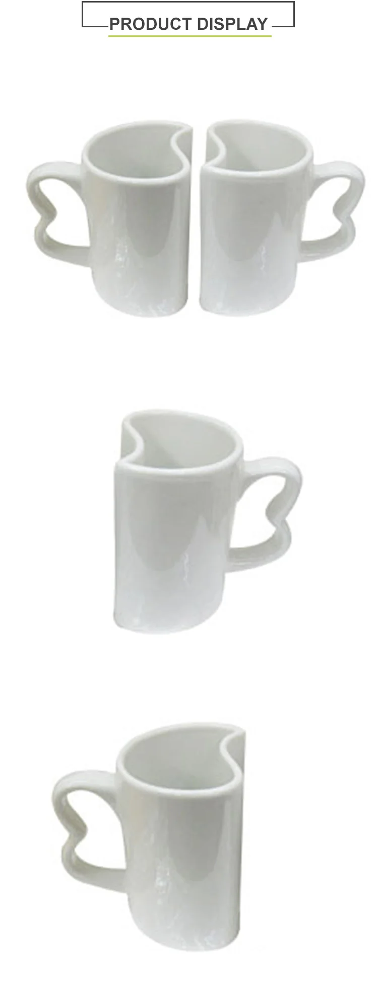 Creative White Heart Shape Handles Mug Cups Ceramic Coffee Couple Mugs