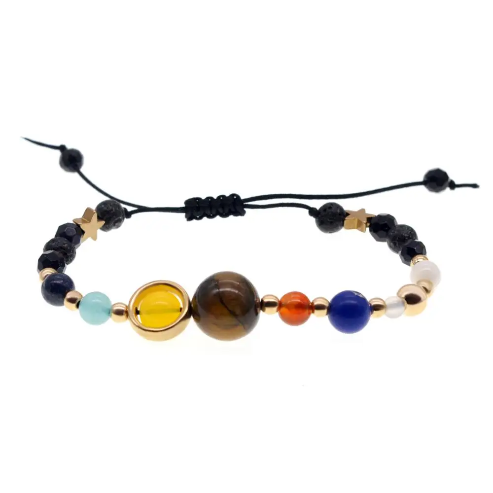 

JOYA GIFT Solar system Bracelet Eight Universe Galaxy nine planet natural lava rock beads bracelet, Picture