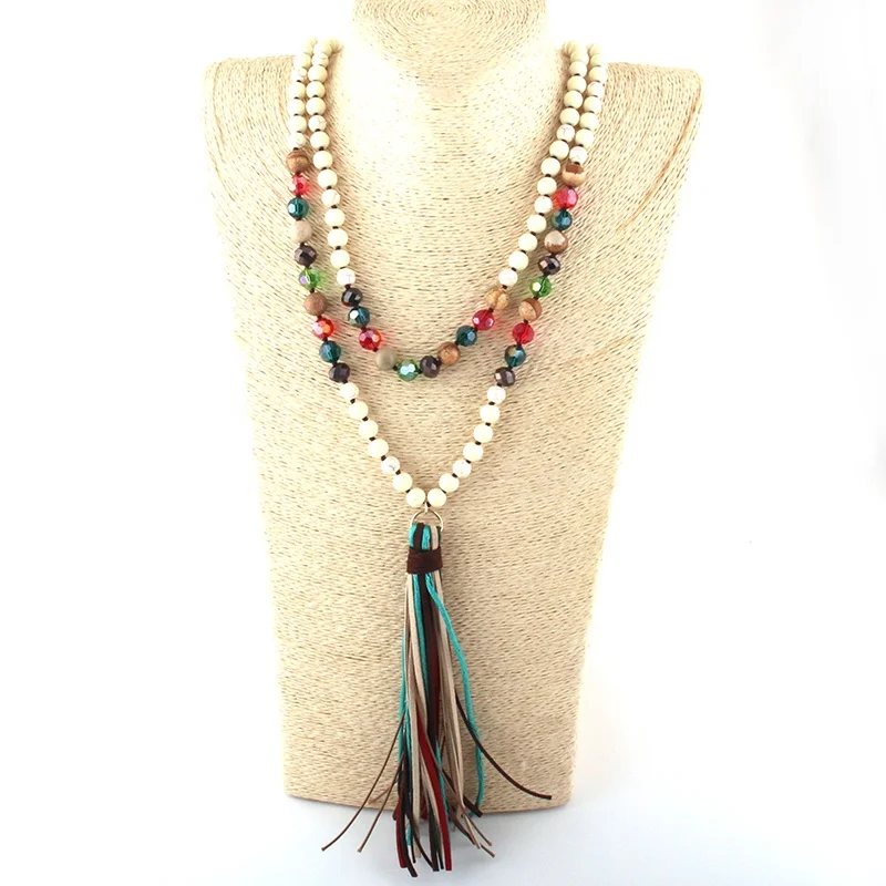 

8mm Multicolor stone necklace bead knotted Necklace Big Long Tassel Necklace 150cm Length, Different