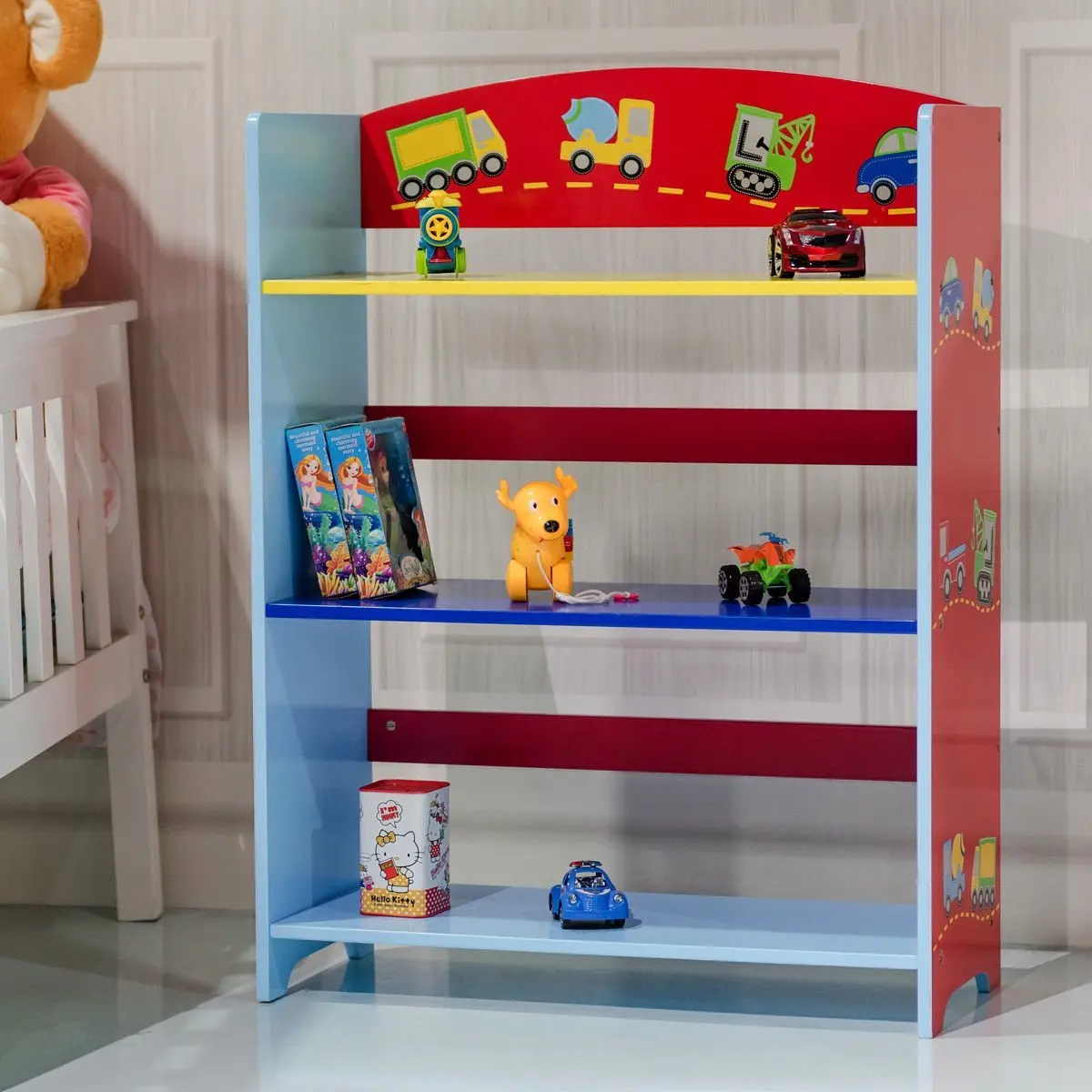 Buy 3 Tier Kids Bookshelf Cars Rack Adorable Corner Book Organizer