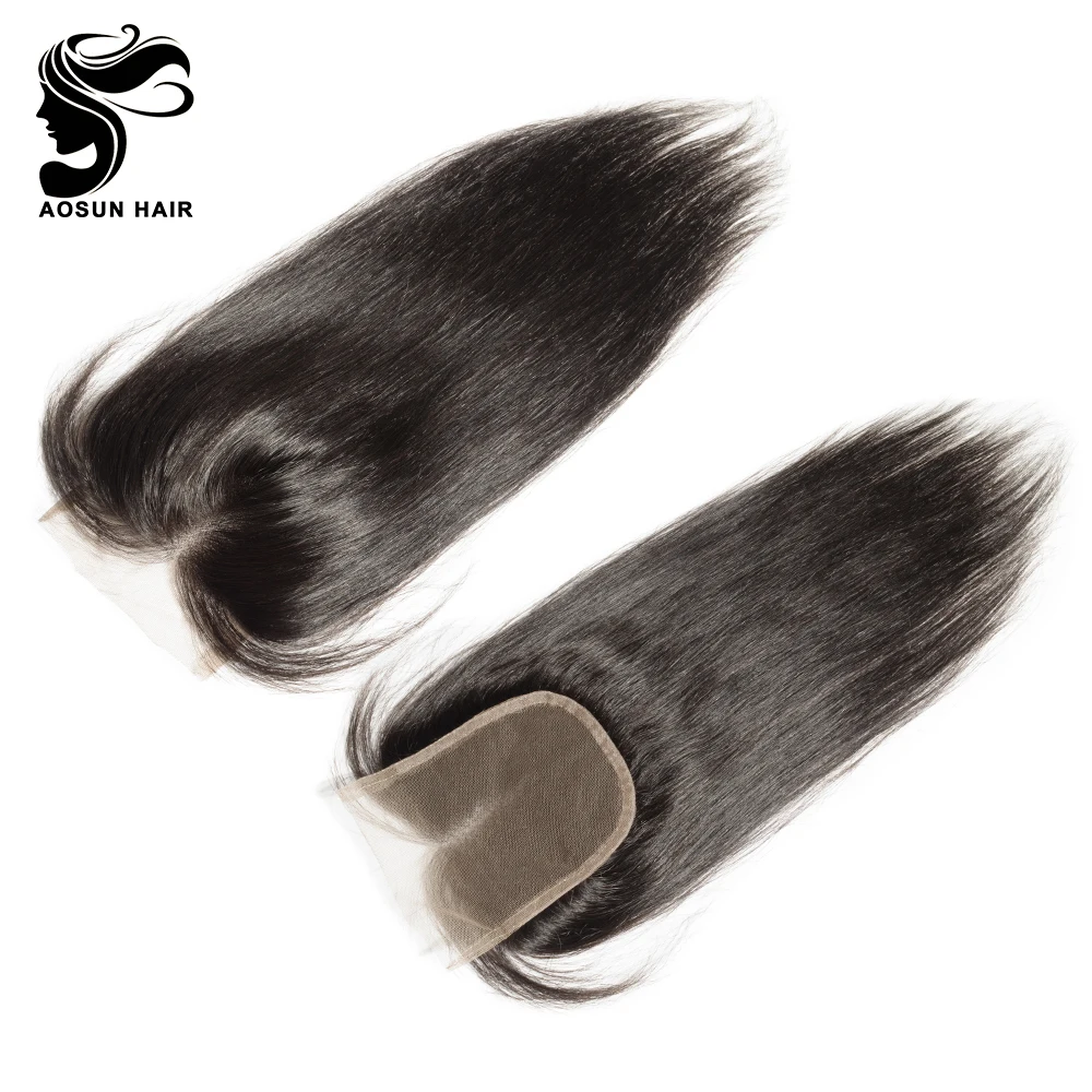 

Aosun Wholesale Free Shipping Brazilian Virgin Hair 8inch to 20inch Straight 4x4 Lace Closure, Natural color;can be dyed or bleached