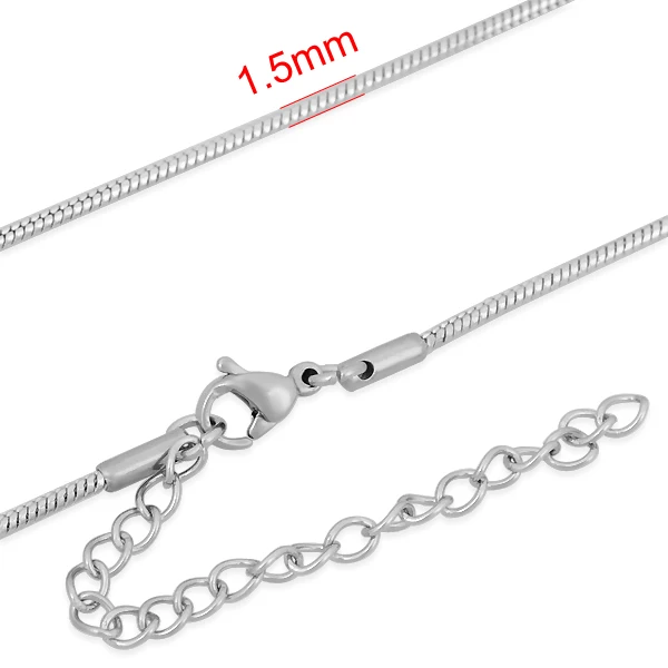 

10pcs/lot Weight Stainless Steel Snake Chain Necklace Men Women 40cm 45cm, Silver