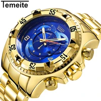 

Temeite 020G hot sell Men's watches Luxury Gold Watch Men Big Dial Quartz Watch Business Wristwatch Waterproof Relogio Masculino