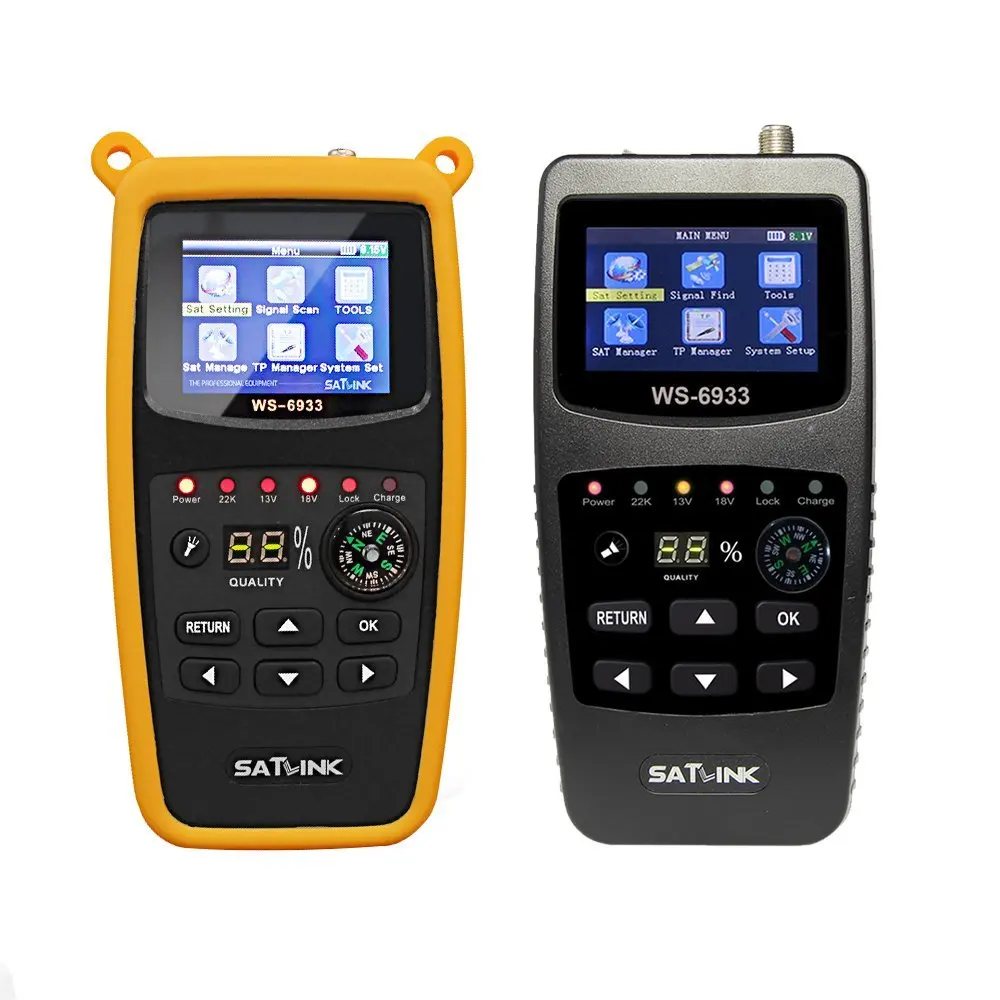 SATLINK Satellite Finder Meter 2.1 Inch LCD Display DVB-S2/S FTA C&KU LNB Signal Pointer FTA Professional Digital Satellite Finder(WS-6933)