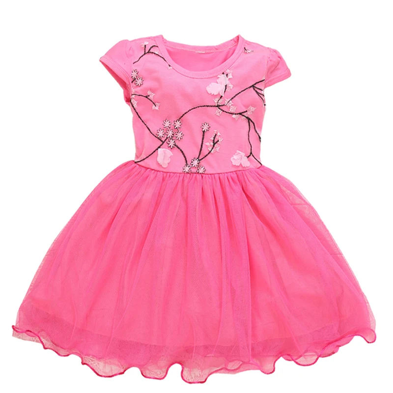baby girl pink red latest lace kid model fashion summer short sleeve dress child