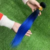 Excellent quality rainbow color crazy colored two tone 1B/blue expression hair extension