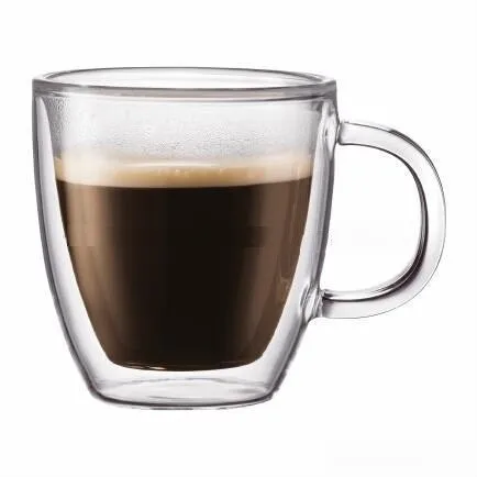 

Glass Coffee or Tea Cup, 12oz or 350ml, Insulated,Coffee mugs, Double walled tumbler, borosilicate glass, Transparent