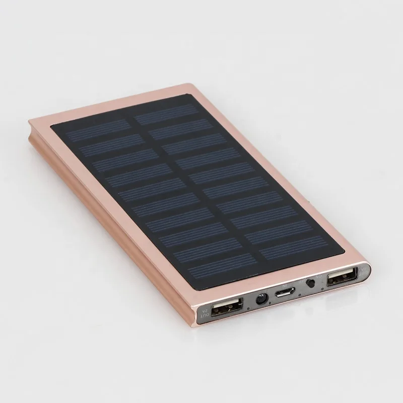 

Shenzhen manufacturer outdoor portable Solar panel mobile phone 8000mah battery charger power bank, Black,gold,silver,pink,blue,rose gold
