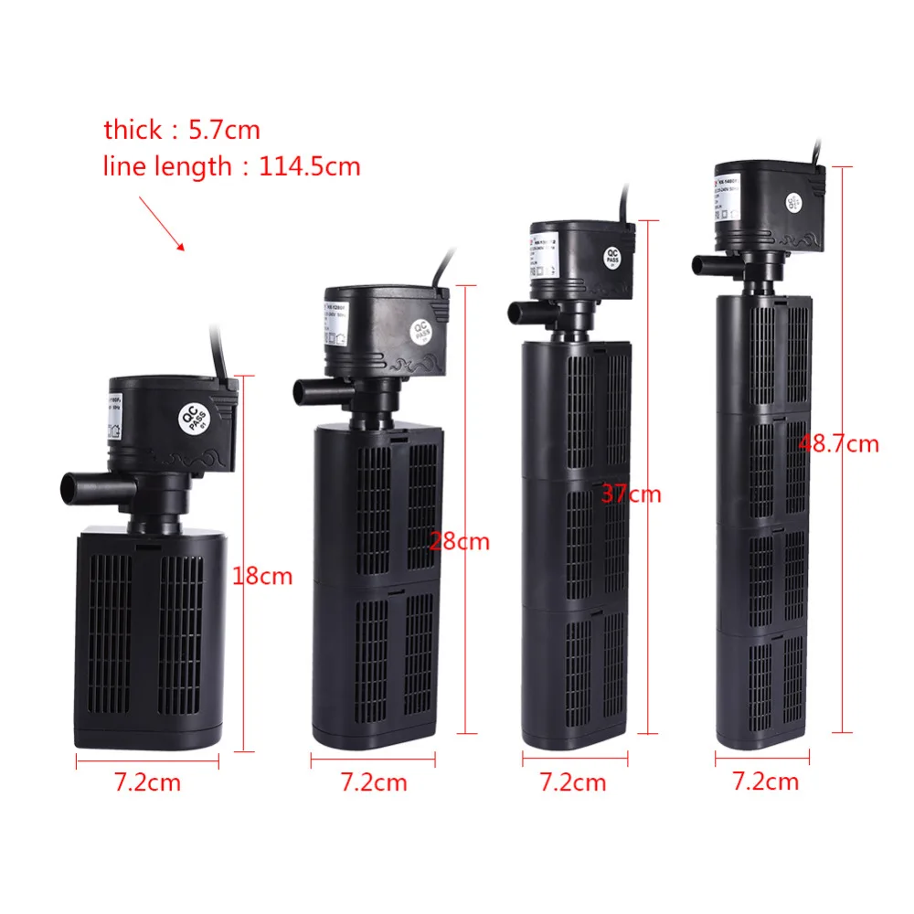 

Multi-function Fish Filter 3 in 1 Aquarium Filter Submersible Oxygen Pump Purifier Tool