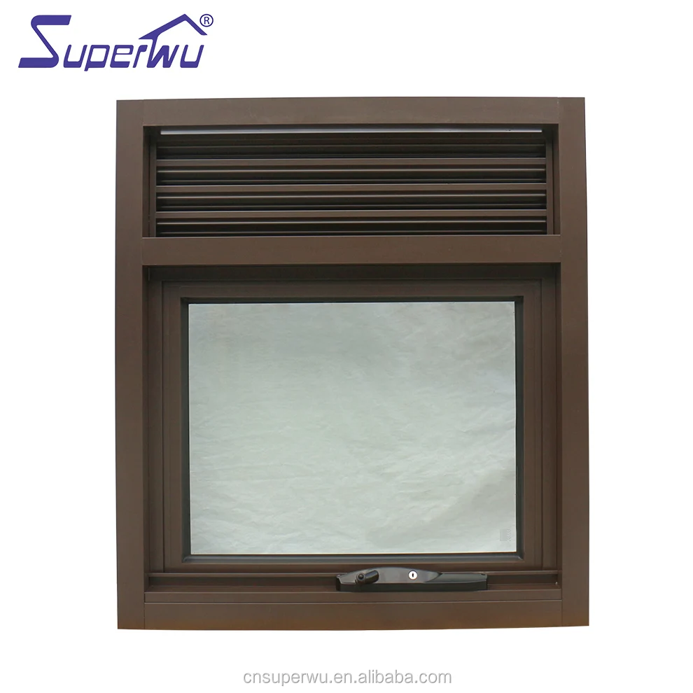 NZS Aluminum awning type double glazed glass window with air vent for house