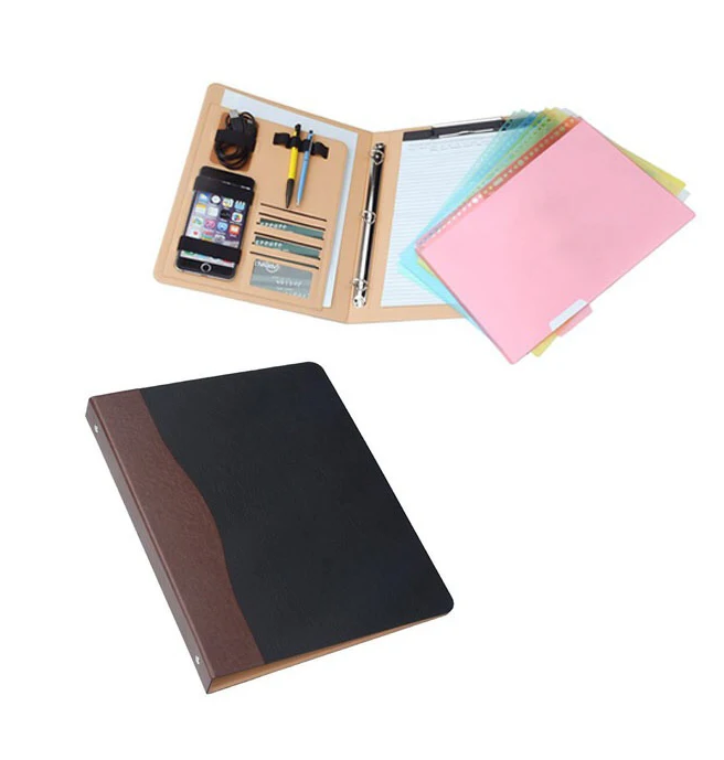 
Soft cover leather diary ring bound file folder 