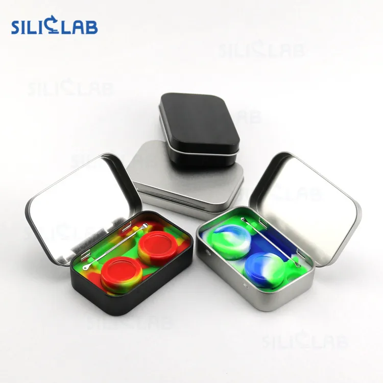 

5ml 10ml Silicone Dabs Jars Tin Wax Containers, Customized