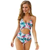 2019 Sexy Floral Print String Backless High Cut Out Monokini Bikini Swimsuits Women Swimwear One Pieces Ladies Bathing Suits