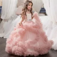 

2019 New arrival Handmade High Quality Girl Wedding dress Flower girl Dress Children Christening Costume Party Long Gown