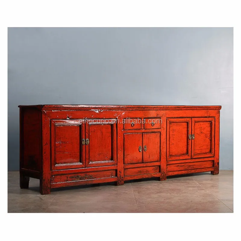 Chinese Antique Living Room Wooden Television Stand New Model Rustic