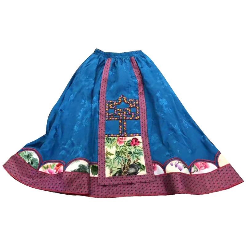 

Plus SizeHand-embroidered-heavy-work-skirt 1, Blue