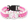 New Arrival Breast Cancer Awareness Outdoor Camping Rescue Braided Rope Survival Bracelet