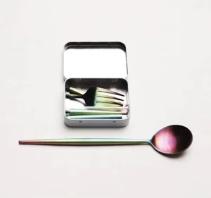 Image of 304 Stainless Steel Travel Portable Camping Outdoor Collapsible Foldable Knife Fork Spoon Utensils Silverware Cutlery Set