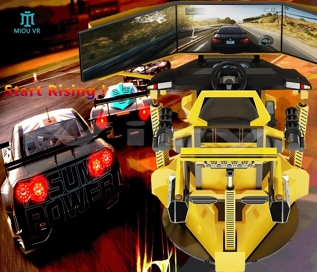 360 Degree Rotating Dynamic 3 Screen 9D VR Racing Simulator With 3DOF ...