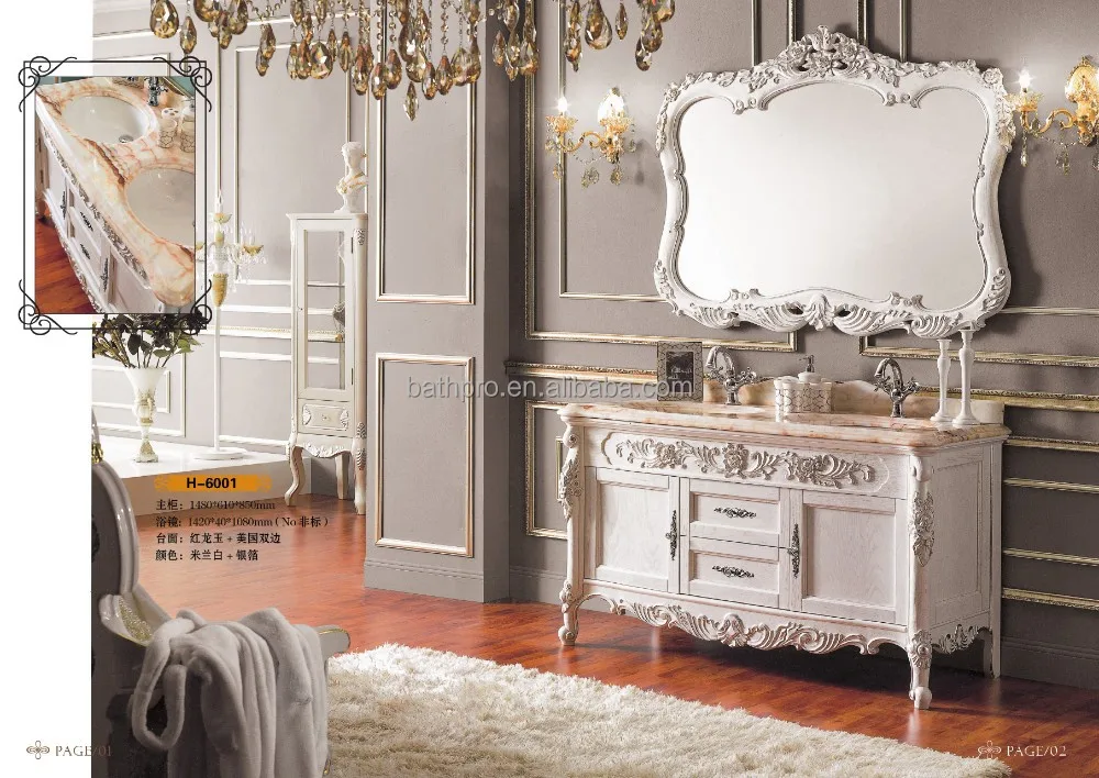 
2015 new product off-white color quartz stone washbasin solid wood bathroom cabinet (H-6001) 