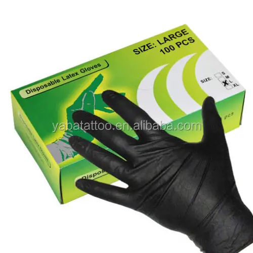 
YABA tattoo free ambidextrous latex black tattoo nitrile gloves  (60760973703)